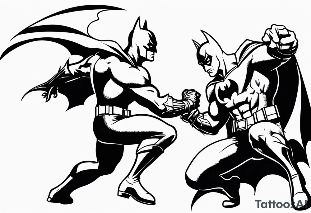 batman fighting spiderman tattoo idea