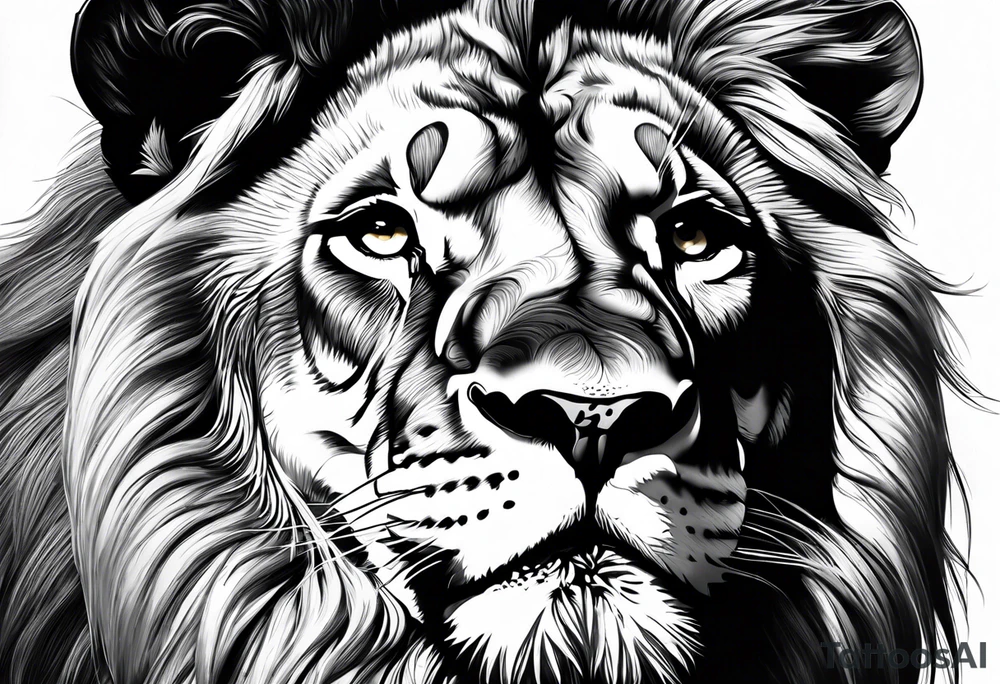 powerful majestic lion, close-up tattoo idea