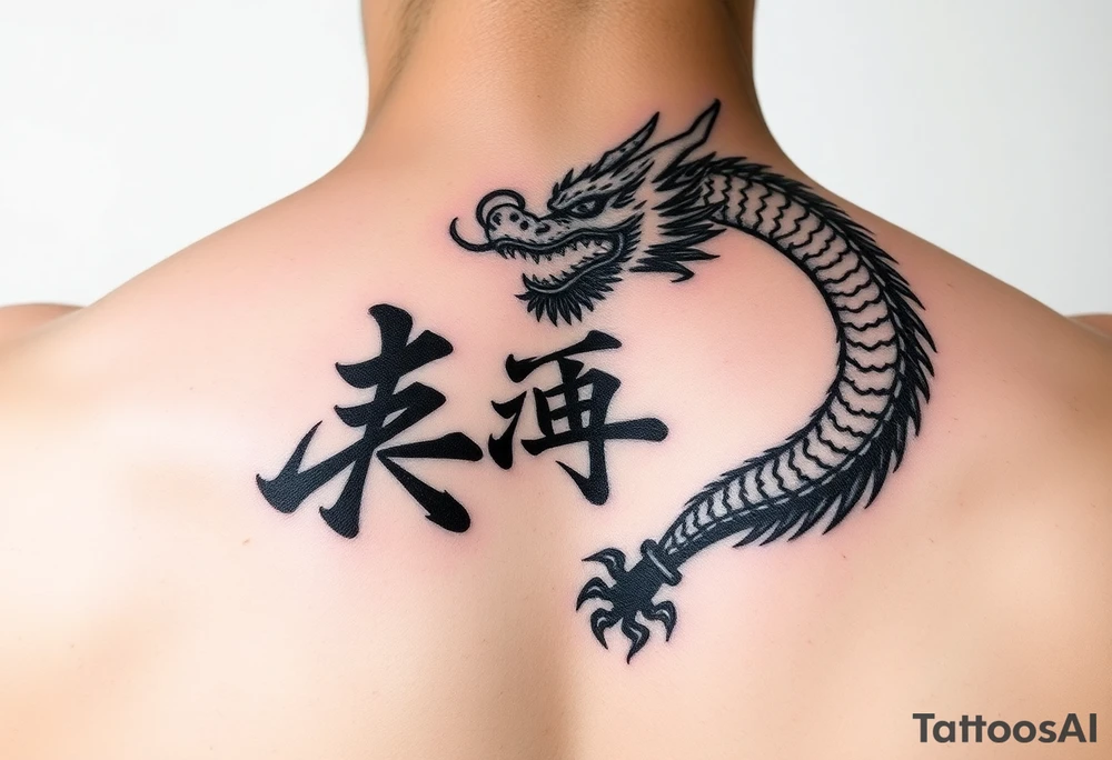 A Chinese word 九 combined to a Chinese dragon tattoo idea