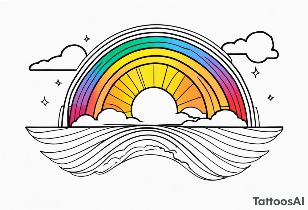 minimalistic sunrise with rainbow tattoo idea