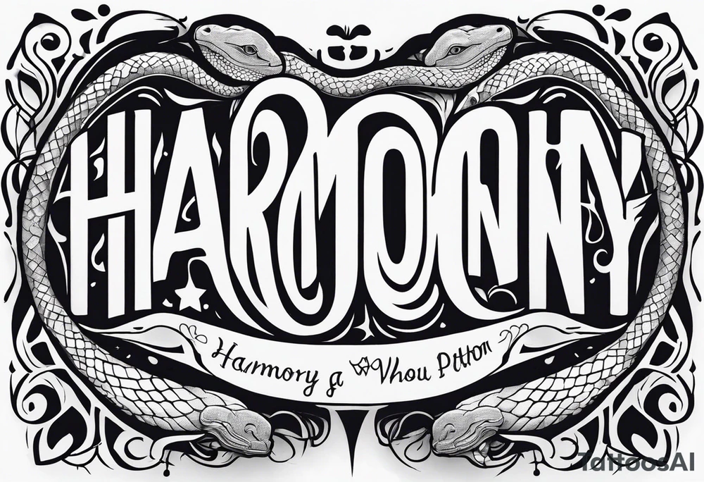 Harmony with a python through it tattoo idea