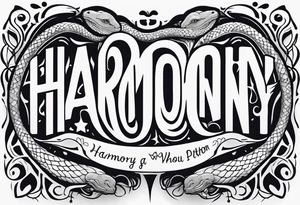 Harmony with a python through it tattoo idea