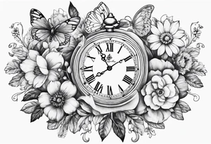 flowers,butterflies,ladybugs,time,love,family tattoo idea