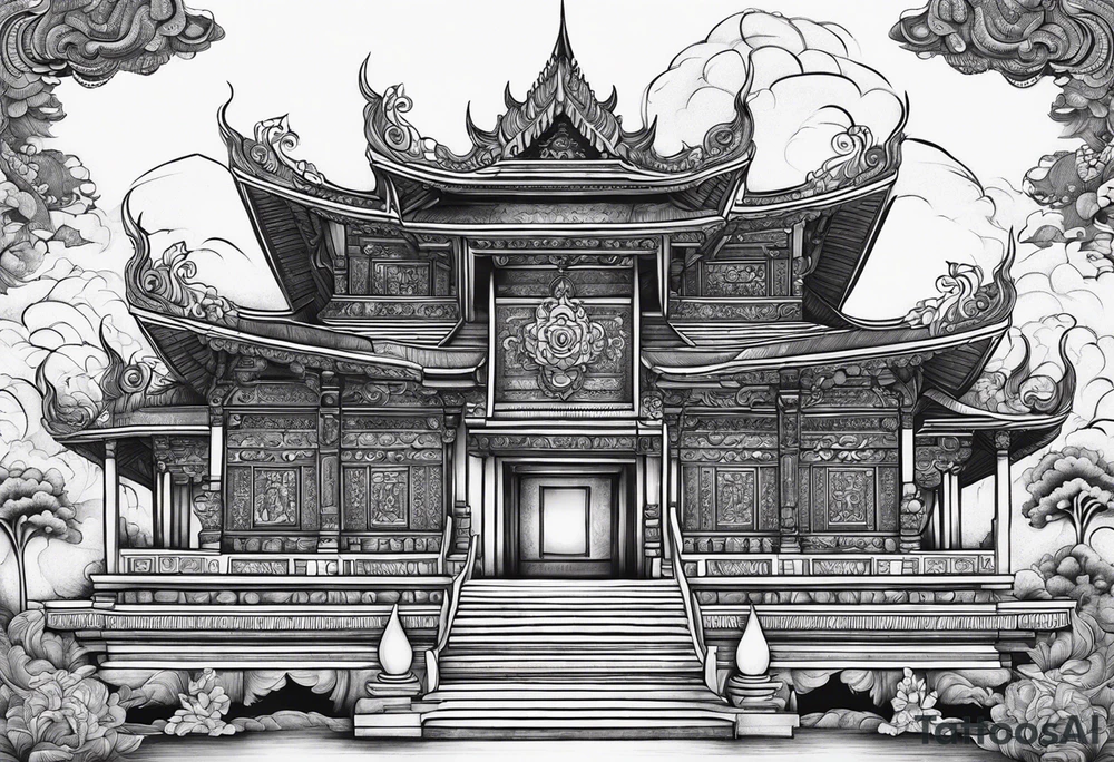 thai temple but minimalistic without any background tattoo idea