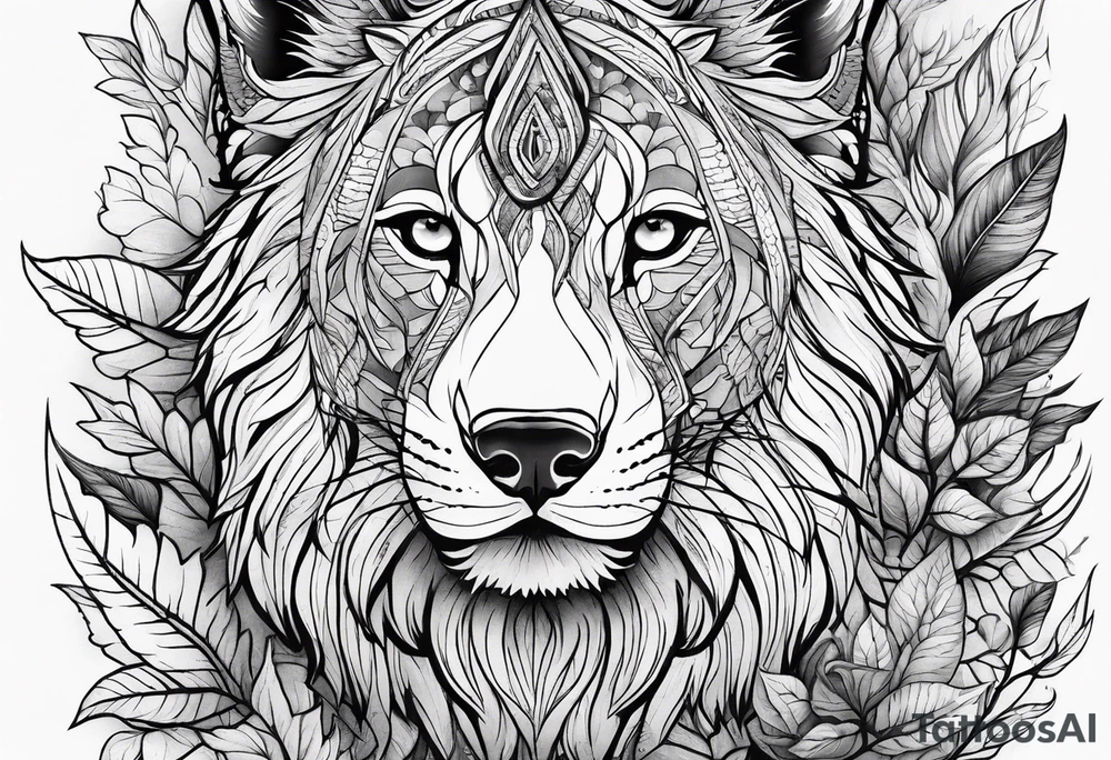 bark and foliage tattoo idea