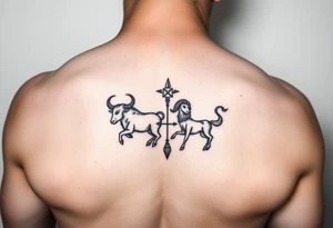 Male forearm combining Taurus and Aquarius tattoo idea