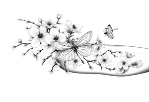 Cherry blossom with butterfly and dragonfly tattoo idea