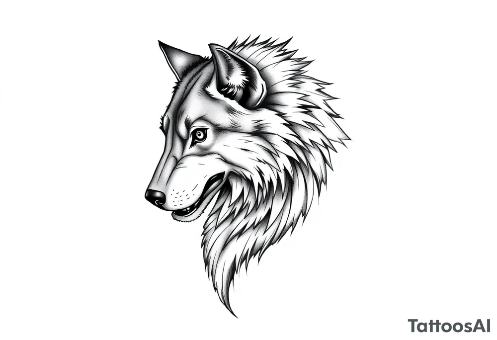 mongolian grey wolf tattoo idea