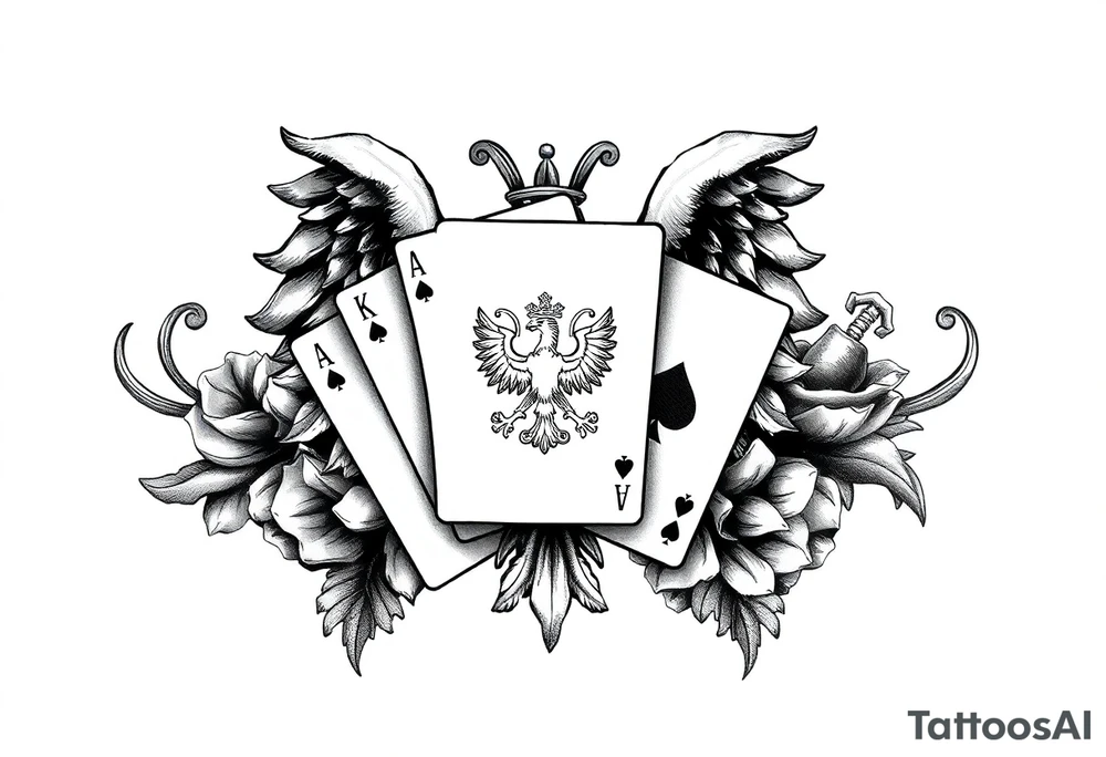 Poland symbol and poker cards Add casino money to it. tattoo idea