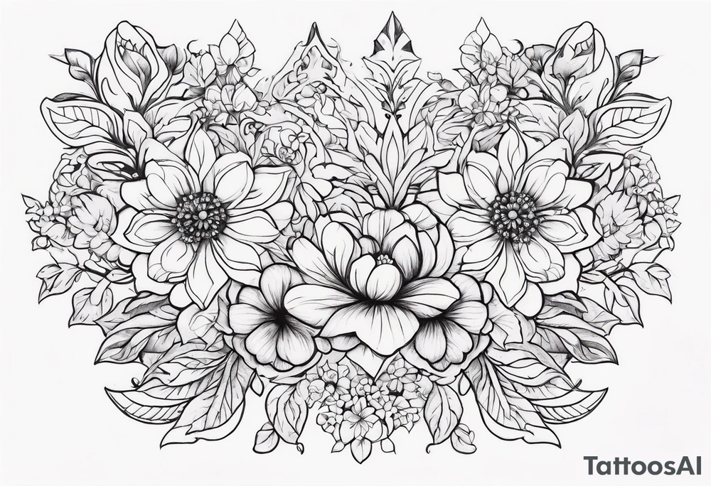 ornaments of flowers tattoo idea