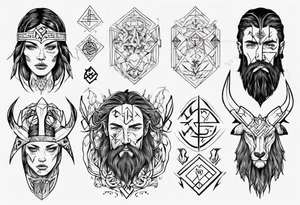 nordic face with rune tattoo idea