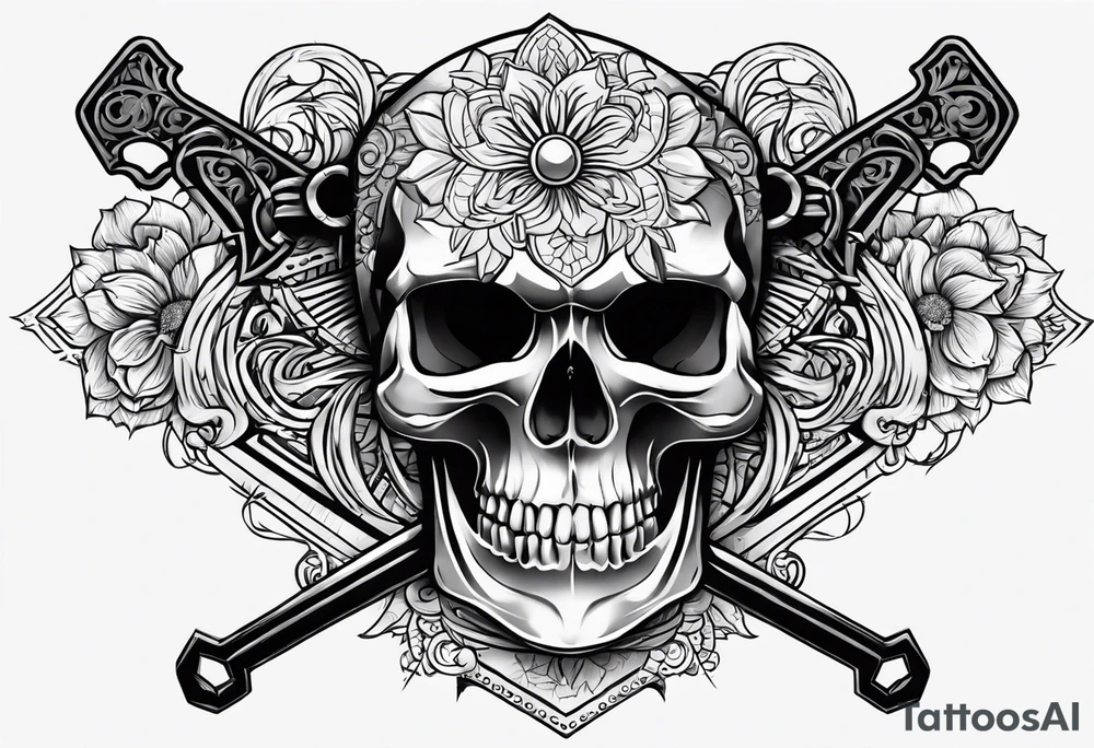 Skull key tattoo idea
