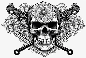 Skull key tattoo idea
