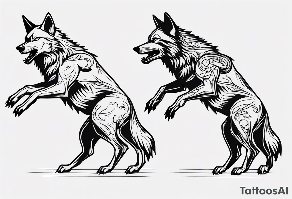 simplified two wolves dancing on their hind legs tattoo idea simplified two wolves dancing on their hind legs tattoo idea