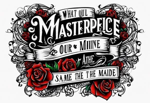 Script lettering saying"What ever our souls are made of, his and mine are the same" gothic tattoo idea