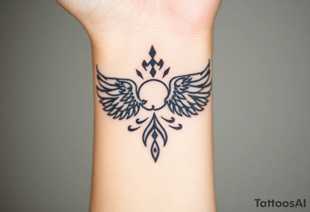 Winged baby, clouds tattoo idea