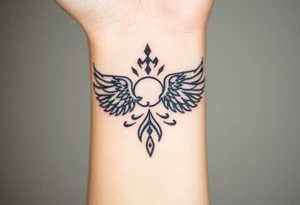 Winged baby, clouds tattoo idea