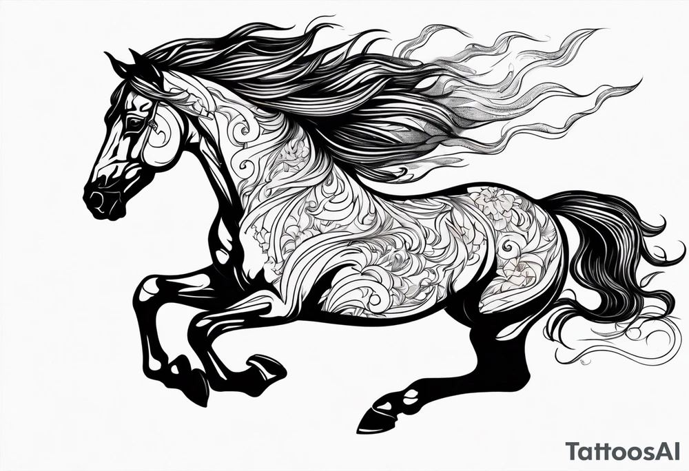 firey horse running tattoo idea
