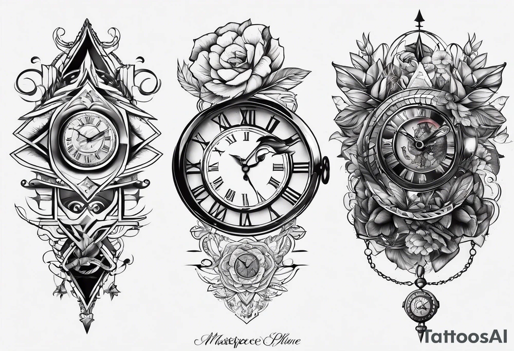 Simple tattoo combining elements of time, travel, and direction. tattoo idea