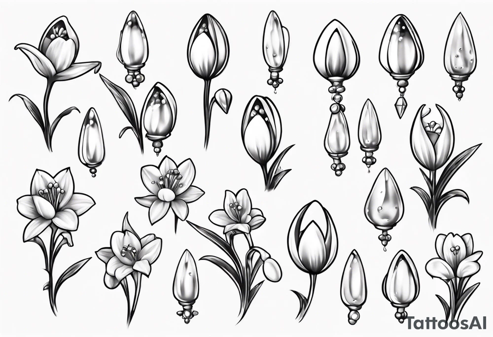 Snowdrop and jewels tattoo idea
