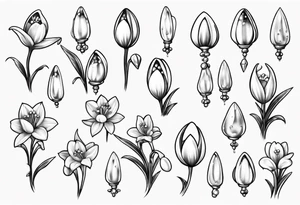 Snowdrop and jewels tattoo idea