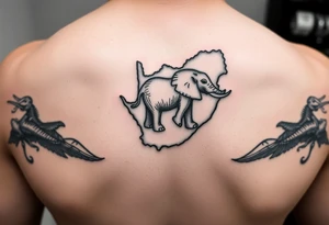 tattoo combining map of South Africa and elephant tattoo idea