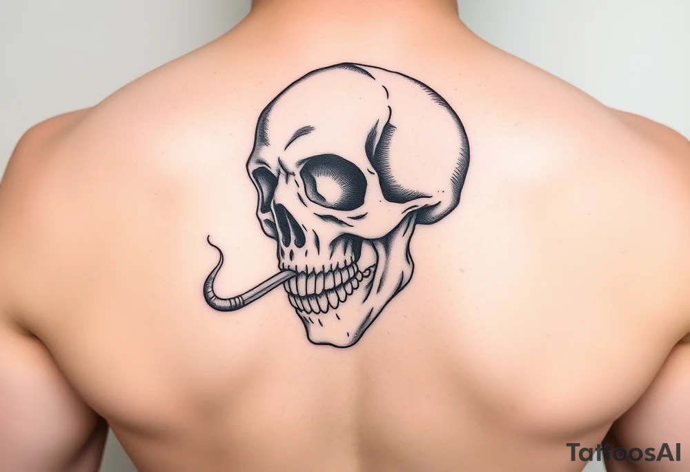 skull with cordyceps fungus smoking out of its mouth tattoo idea