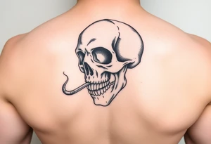 skull with cordyceps fungus smoking out of its mouth tattoo idea