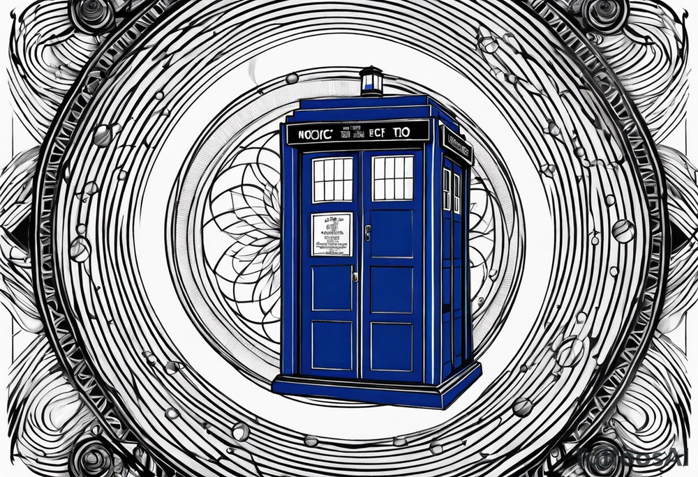 Tardis entering vortex with three gallifrayen circles behind tattoo idea