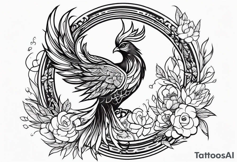Phoenix with flowers tattoo idea