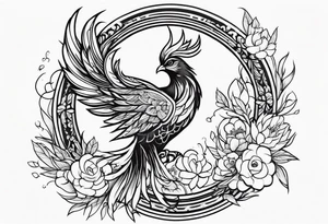 Phoenix with flowers tattoo idea