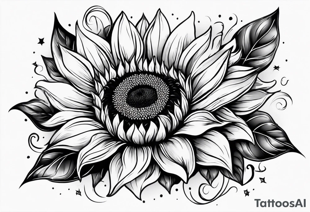 Colorful sunflower arm sleeve tattoo idea