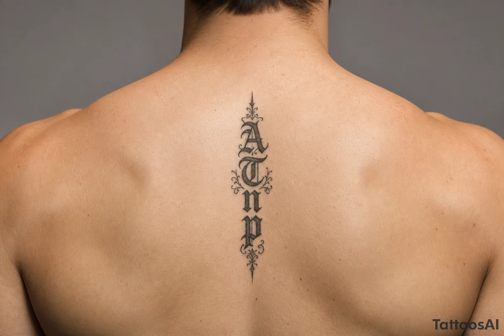Atnp in old English calligraphy up
and down tattoo idea