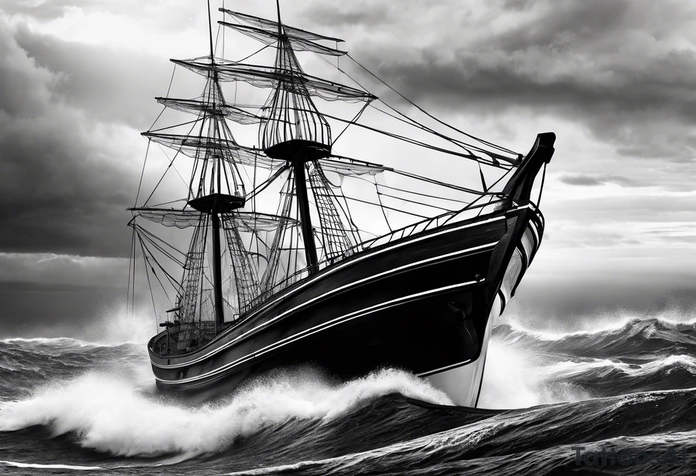 boat on stormy seas tattoo idea