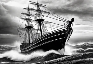 boat on stormy seas tattoo idea