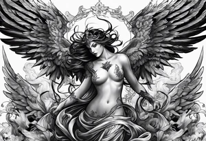 Angels and demons fighting tattoo idea