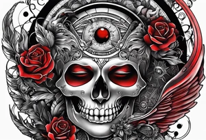 eclipse, vibrant colors (reds and blacks), end of world tattoo idea