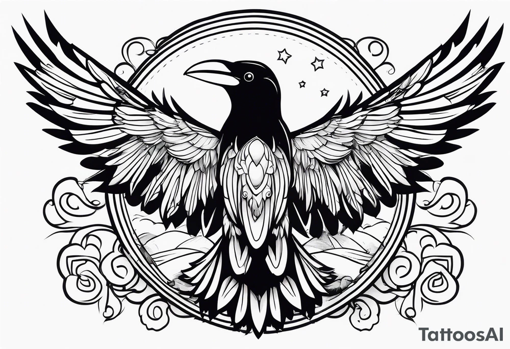 Black crow tattoo idea