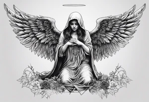 realistic full body of angel of death, fwithout face tattoo idea