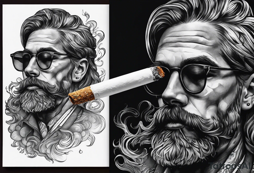 Draw me black smoke coming out of a cigarette tattoo idea