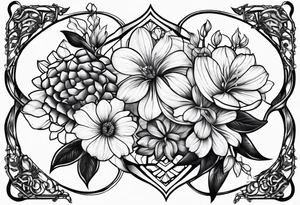 Honeycomb flowers intertwined tattoo idea