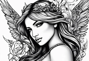 Angel with hummingbird tattoo idea