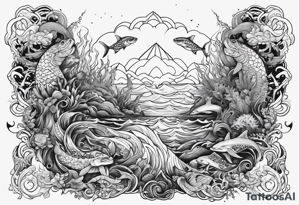 Sea mythick creatures tattoo idea