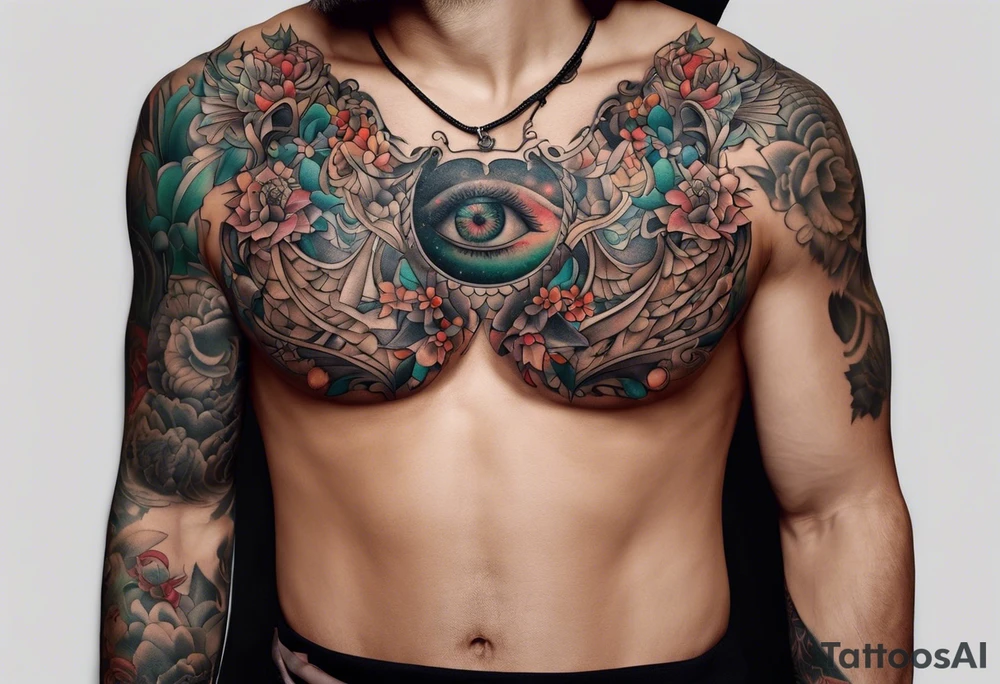 chest tattoo outdoors tattoo idea