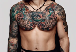 chest tattoo outdoors tattoo idea