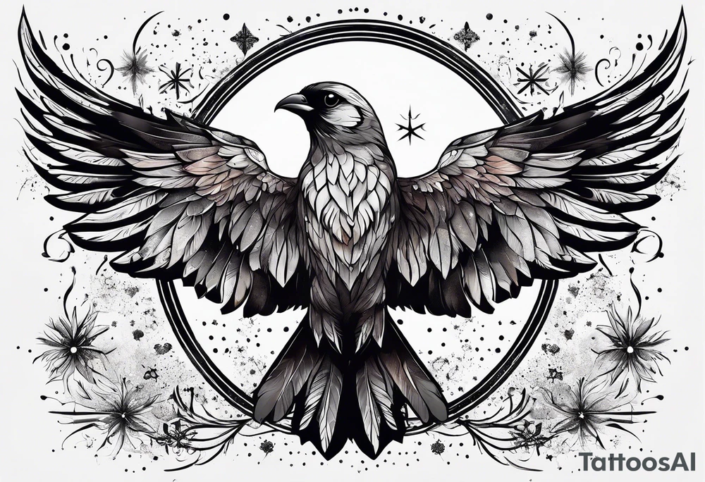 Constellation, bird wing , animal, snow , cross tattoo idea