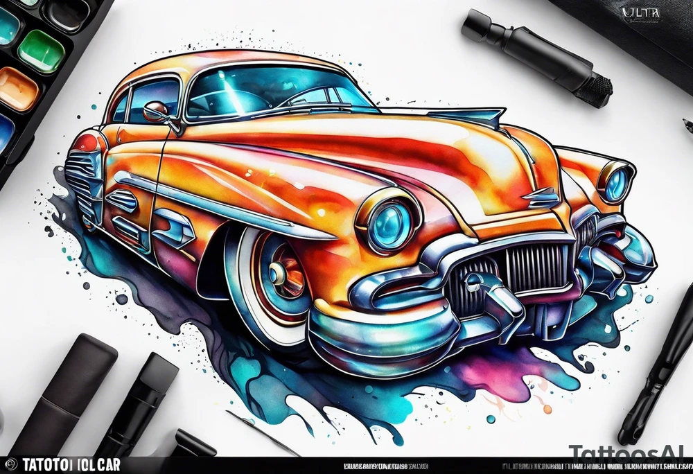 futuristic time machine car tattoo idea