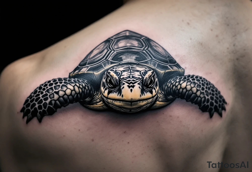 turtle facing tattoo idea