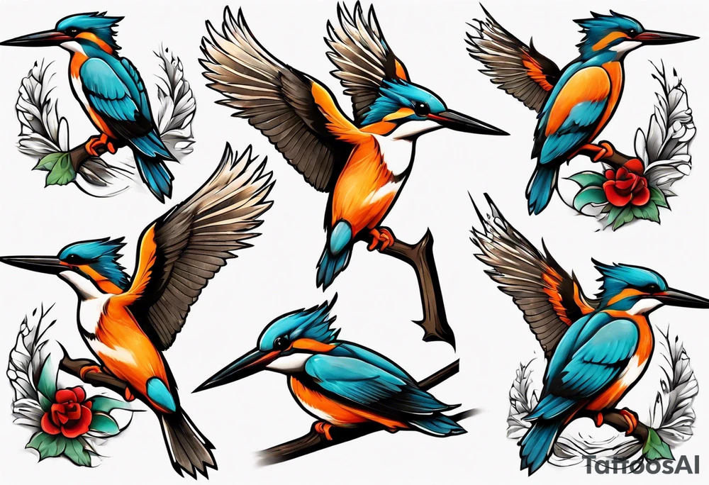 Kingfisher taking flight tattoo idea