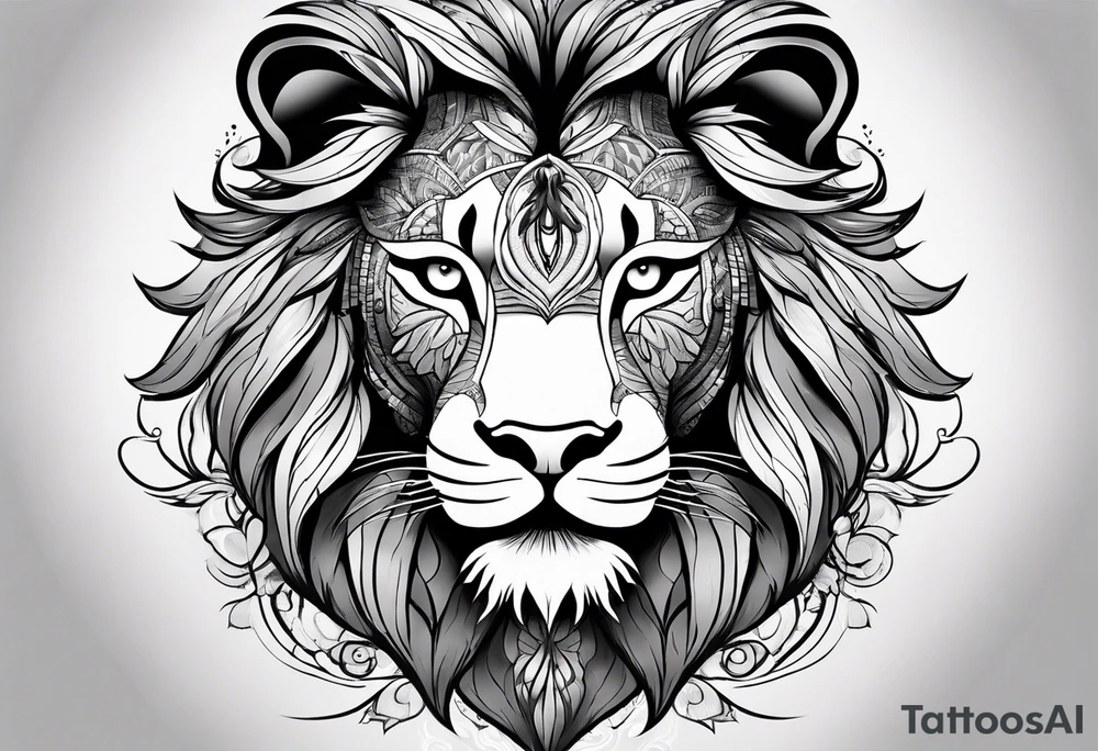 Half Lion eye half lady eye tattoo idea